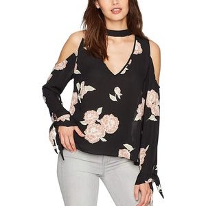 HP! Cupcakes & Cashmere Floral Cold Shoulder Top S